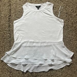 Simply Vera Vera Wang White Tiered Peplum Sleeveless Blouse Size L Feminine Chic